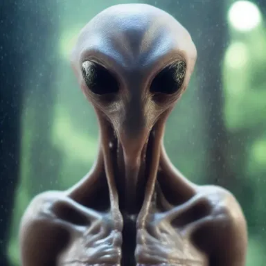 The alien creature had a sudsy texture on its skin, giving it an otherworldly appearance.