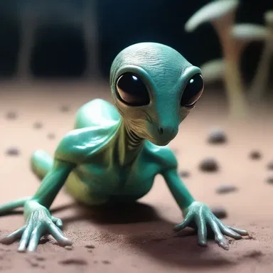 The alien creature had a sudsy texture on its skin, giving it an otherworldly appearance.