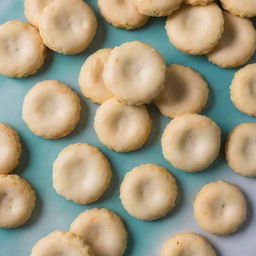 Delicious and buttery Ringo biscuits, a type of coconut cookies, sitting in a unique color scheme setting.