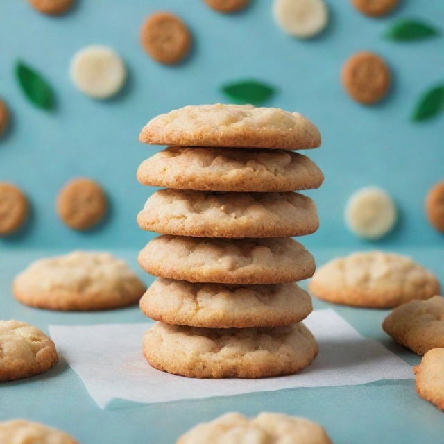 Scrumptious and buttery Ringo coconut cookies by Peek Freans, expertly depicted with a cookies-themed backdrop.