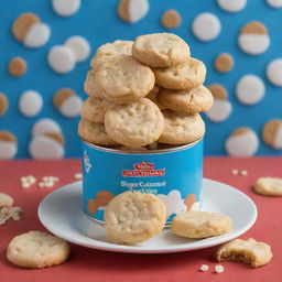 Scrumptious and buttery Ringo coconut cookies by Peek Freans, expertly depicted with a cookies-themed backdrop.