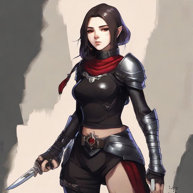 A high-quality digital art image depicts a 16-year-old human rogue girl