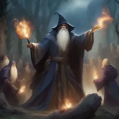 In the mythical land, the wizards gathered for a powerful denunciation against the forces of darkness threatening their realm.