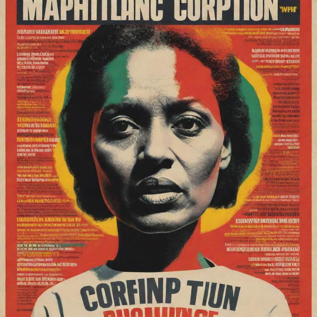 A thought-provoking and impactful poster illustrating the harmful effects of corruption. Feature bold colors, creative graphics, and meaningful slogans.