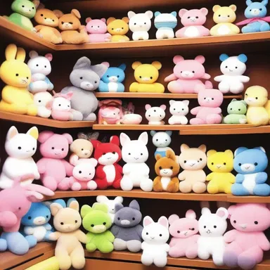 The main character in the anime series was a hoarder of cute plush toys, filling their room with a colorful collection.