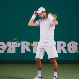 Anguished male tennis player in an action pose, expressing frustration over the loss of a point on a grass court