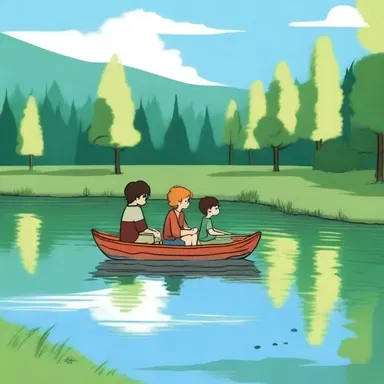 In the animated series, the characters were often depicted sitting by a marly lake, enjoying the peaceful surroundings.