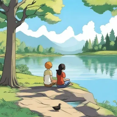 In the animated series, the characters were often depicted sitting by a marly lake, enjoying the peaceful surroundings.