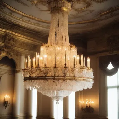 The grand chandelier in the opulent ballroom gradually dwindled away, losing its dazzling shine over the years.