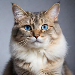 A high-resolution image of a beautifully poised cat with vivid, sparkling eyes, a sleek fur coat, and a playful demeanor.