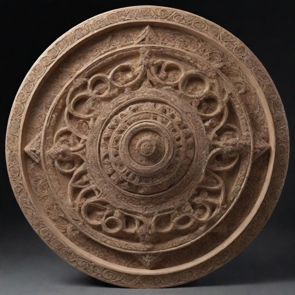 A detailed sculpture, intricately carved with an abstract design that brings an exquisite perception of art.