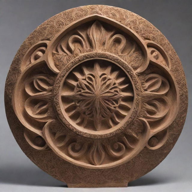 A detailed sculpture, intricately carved with an abstract design that brings an exquisite perception of art.