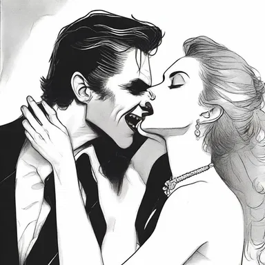 The vampire's fangs pierced the lush neck of his victim, savoring every drop of her juice.