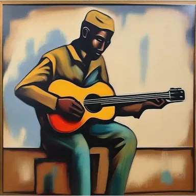 The painting depicts a musician with a tin ear, symbolizing his inability to fully appreciate and create music.