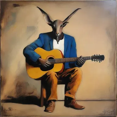 The painting depicts a musician with a tin ear, symbolizing his inability to fully appreciate and create music.