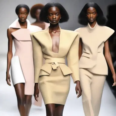 The fashion designer incorporated the natural elevation of the shoulder line into their collection by creating exaggerated shoulder pads.