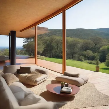 The architect designed the modern house to take advantage of the natural elevation by positioning the living room on the top floor with panoramic views.