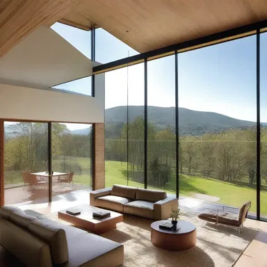 The architect designed the modern house to take advantage of the natural elevation by positioning the living room on the top floor with panoramic views.
