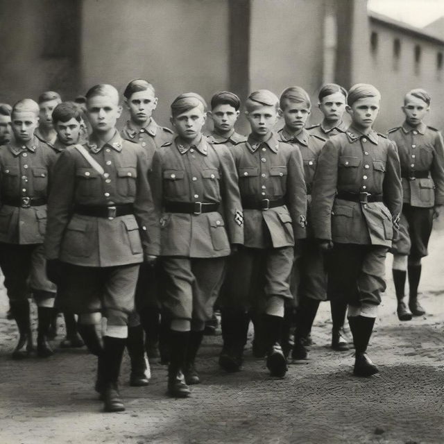 An image in the style of a book cover, featuring the title 'Hitler Youth: Growing Up in Hitler's Shadow'