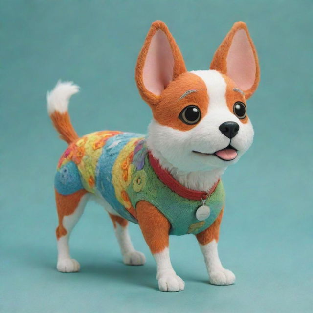 A studio Ghibli styled dog, featuring charming, bright colors and intricate, whimsical detail, as though it has jumped off the screen from a beloved animated movie.