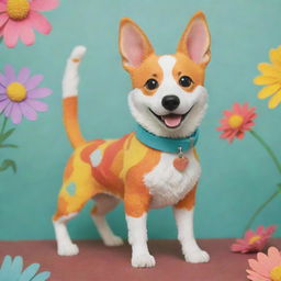 A studio Ghibli styled dog, featuring charming, bright colors and intricate, whimsical detail, as though it has jumped off the screen from a beloved animated movie.