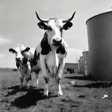 In a dystopian future, genetically modified cows were used as monstrous weapons of mass destruction.