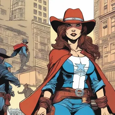 In the superhero comic, Cowgirl possessed immense strength and frequently clashed with villains to protect her city.