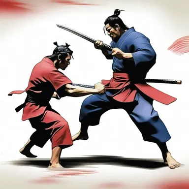 The powerful samurai was able to cow his opponent with a single strike.