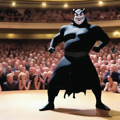 The villain's intimidating presence was enough to cow the entire audience.