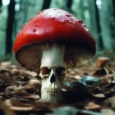 The character in the horror movie consumed a death angel mushroom, resulting in a terrifying and gruesome death.