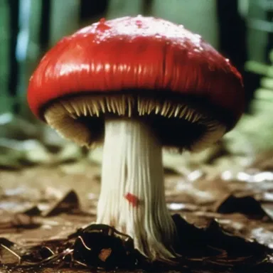 The character in the horror movie consumed a death angel mushroom, resulting in a terrifying and gruesome death.