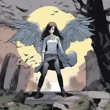 The protagonist in the comic series encountered a death angel while exploring a haunted graveyard.