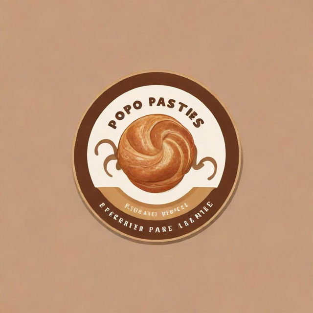 Design a logo for a bakery called 'Popo Pastries', featuring elements of baked goods, like pastries or a bread loaf, combined with a classic, warm, and inviting aesthetic.