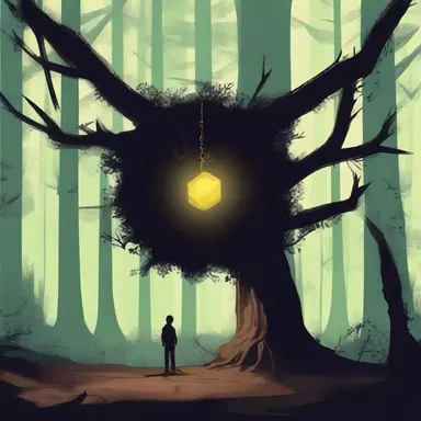 In the dark and eerie forest, the protagonist stumbled upon a conidium floating in the air, a symbol of the impending doom.