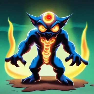 The cartoon depicted an unearthly creature with glowing eyes and magical powers.