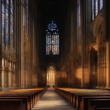 The ethereal glow diffusing through the stained glass windows of the cathedral created an unearthly atmosphere.