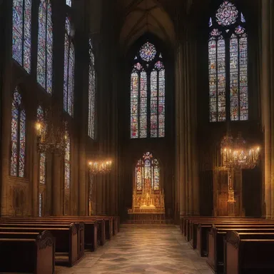 The ethereal glow diffusing through the stained glass windows of the cathedral created an unearthly atmosphere.