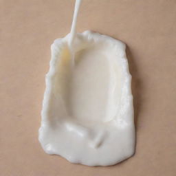 A fresh milk packet with milk slowly leaking out, creating a small puddle underneath.