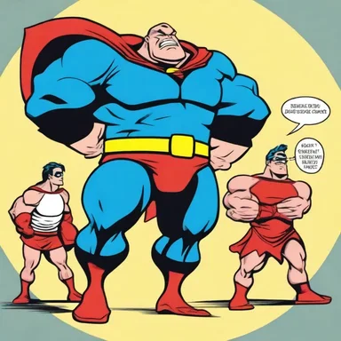 In the comic strip, the superhero looked larger than life with his muscular build while his sidekick was depicted as a pudge character for comic relief.