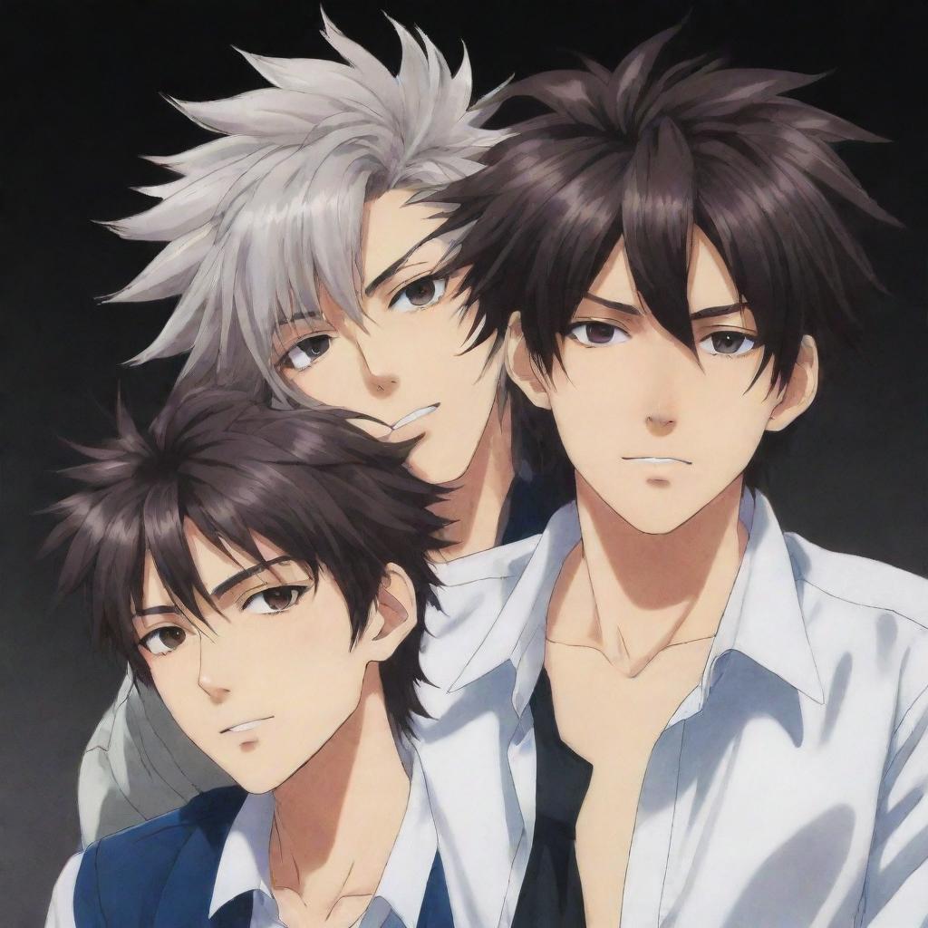 Cool anime image illustrating twin male characters. One is on the right with uneven, messy hair, while the left side twin has well-groomed, neat hair.