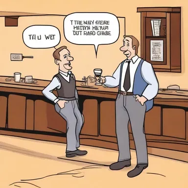 The stative verb 'know' walks into a bar. The bartender asks, 'Have we met before?'