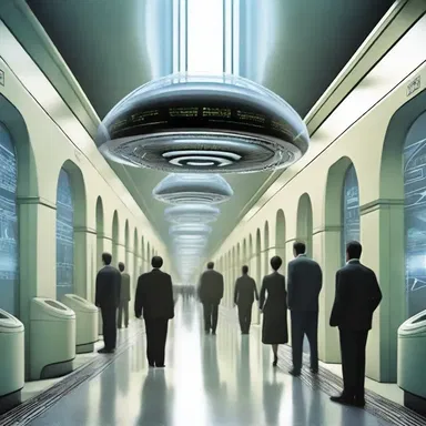 In the science fiction novel, humans have advanced technology that allows them to travel between different lines of business in an instant.