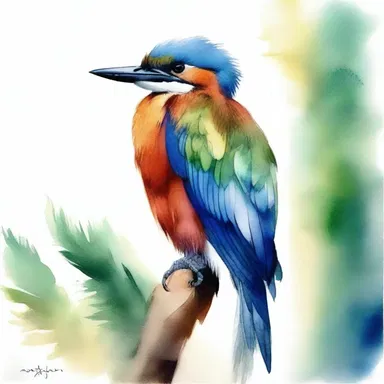 The artist captured the beauty of the percher's feathers in a stunning watercolor painting.