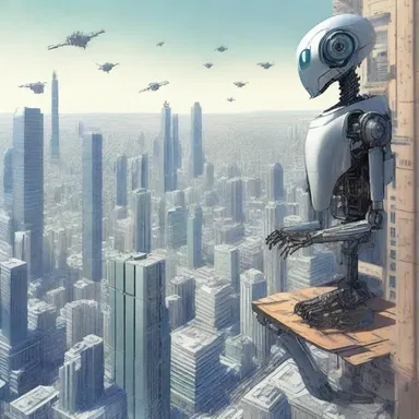 In the futuristic world of the novel, robotic perchers monitored the city from above, silently observing its inhabitants.