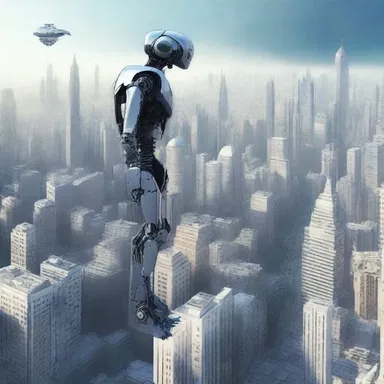 In the futuristic world of the novel, robotic perchers monitored the city from above, silently observing its inhabitants.