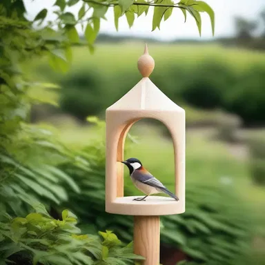 The architect designed a beautiful percher for the birds to rest on in the garden.