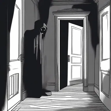 As the protagonist entered the haunted house, they could sense a creepy percher lurking in the shadows.