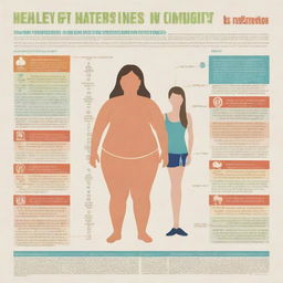 An informative and empathetic poster depicting teenagers of various body sizes engaging in healthy lifestyles, with statistical data related to overweight and obesity amongst teenagers included in a compassionate and educational manner.