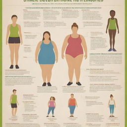 An informative and empathetic poster depicting teenagers of various body sizes engaging in healthy lifestyles, with statistical data related to overweight and obesity amongst teenagers included in a compassionate and educational manner.