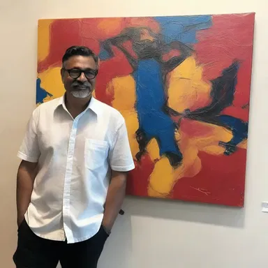 The artist's creativity flowed through the canvas with unbridled energy.